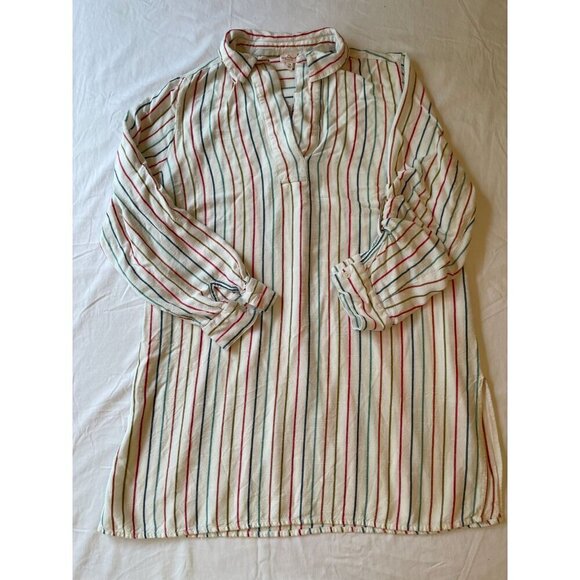 Anthropologie Striped Long Sleeve Dress - Cream and Red - Picture 1 of 10